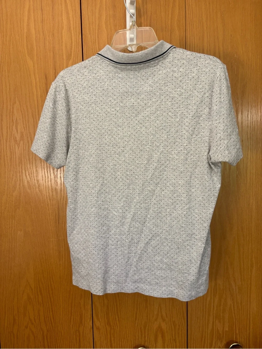 BANANA REPUBLIC Luxury Touch Mens Light Grey Blue Dots Polo Standard Fit Size S